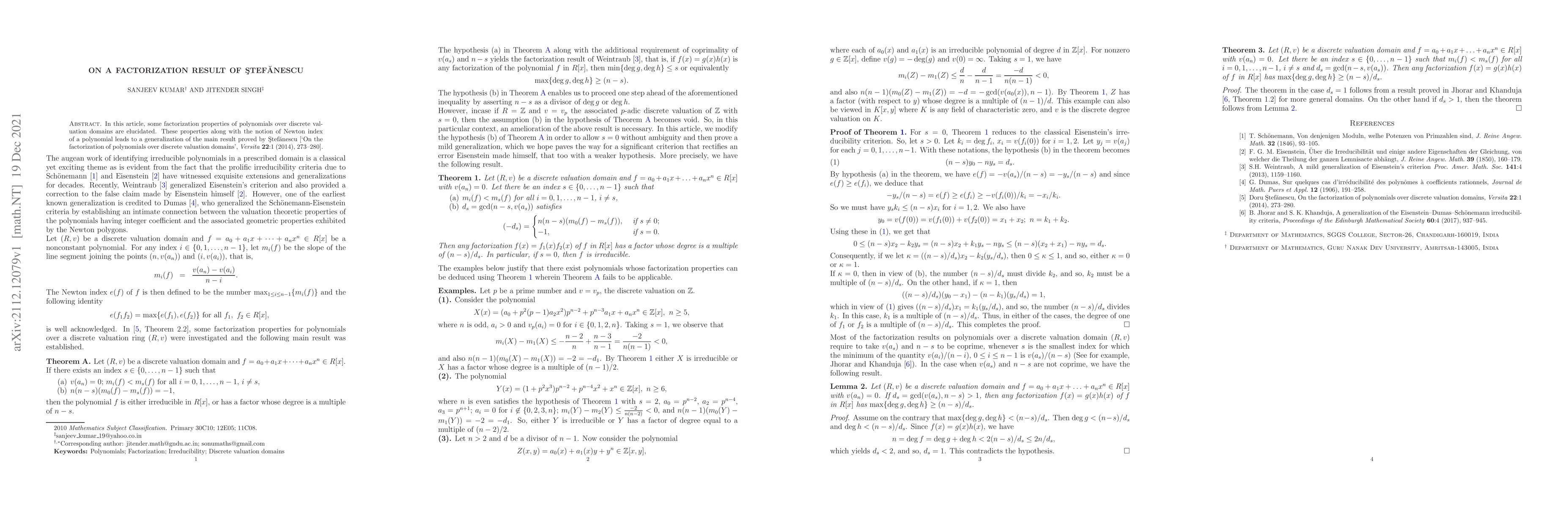Thumbnail for On a factorization result of \c{S}tef\u{a}nescu