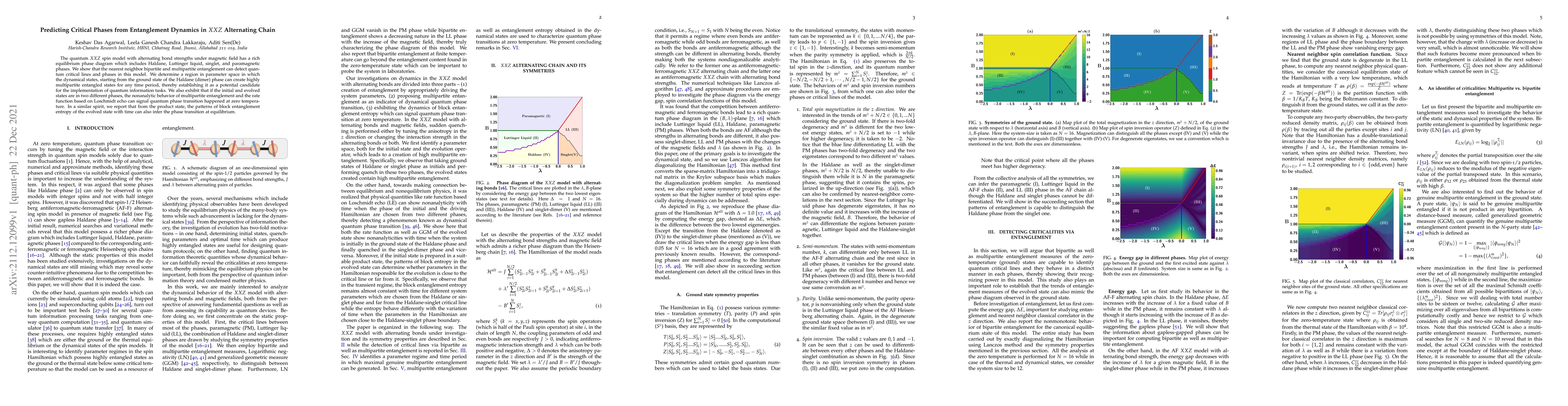 Thumbnail for Predicting Critical Phases from Entanglement Dynamics in XXZ Alternating
  Chain