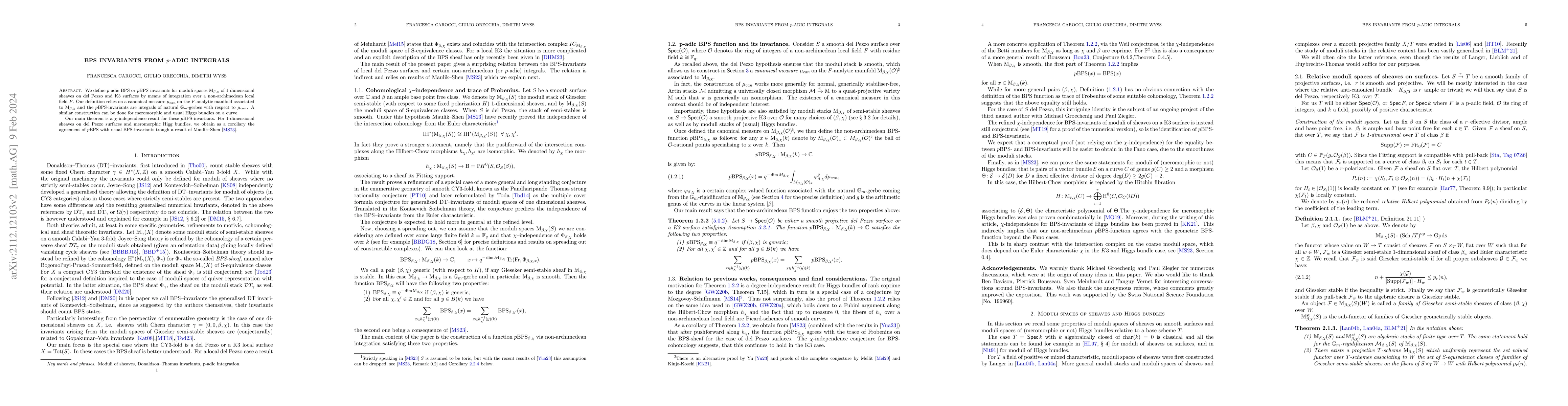 Thumbnail for BPS invariants from $p$-adic integrals