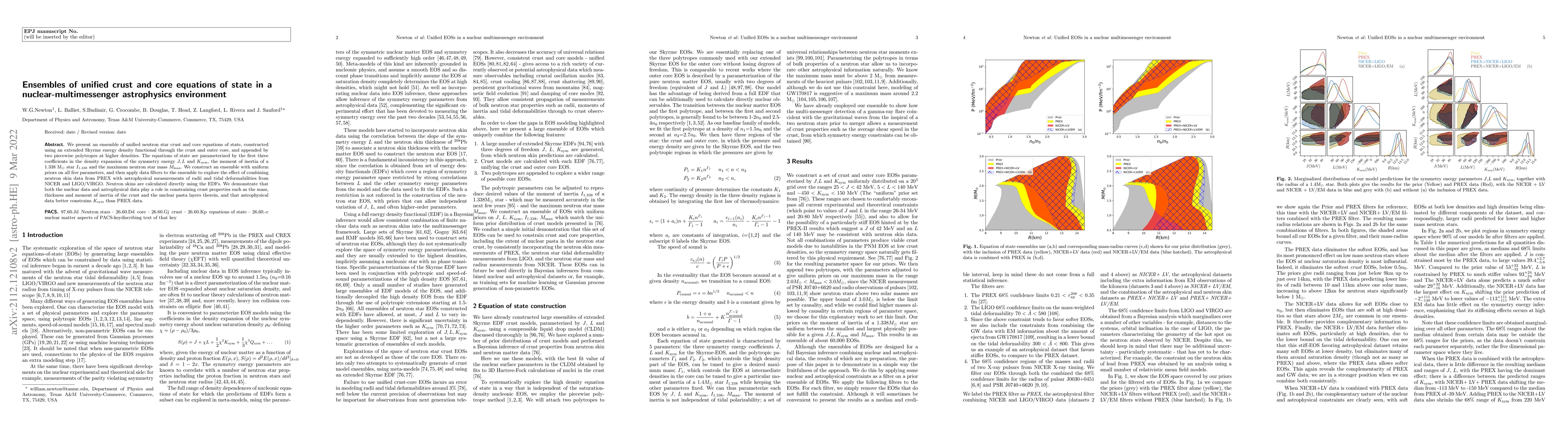 Thumbnail for Ensembles of unified crust and core equations of state in a
  nuclear-multimessenger astrophysics environment