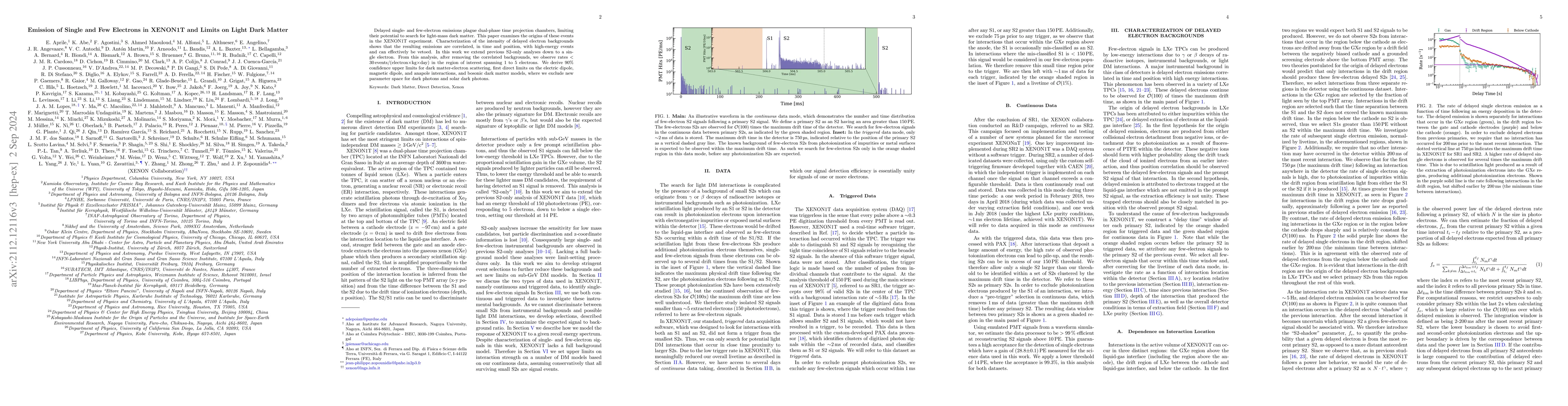Thumbnail for Emission of Single and Few Electrons in XENON1T and Limits on Light Dark
  Matter