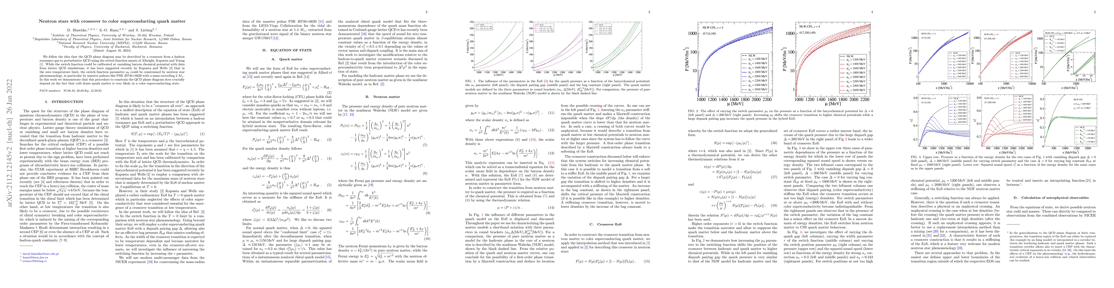 Thumbnail for Neutron stars with crossover to color superconducting quark matter