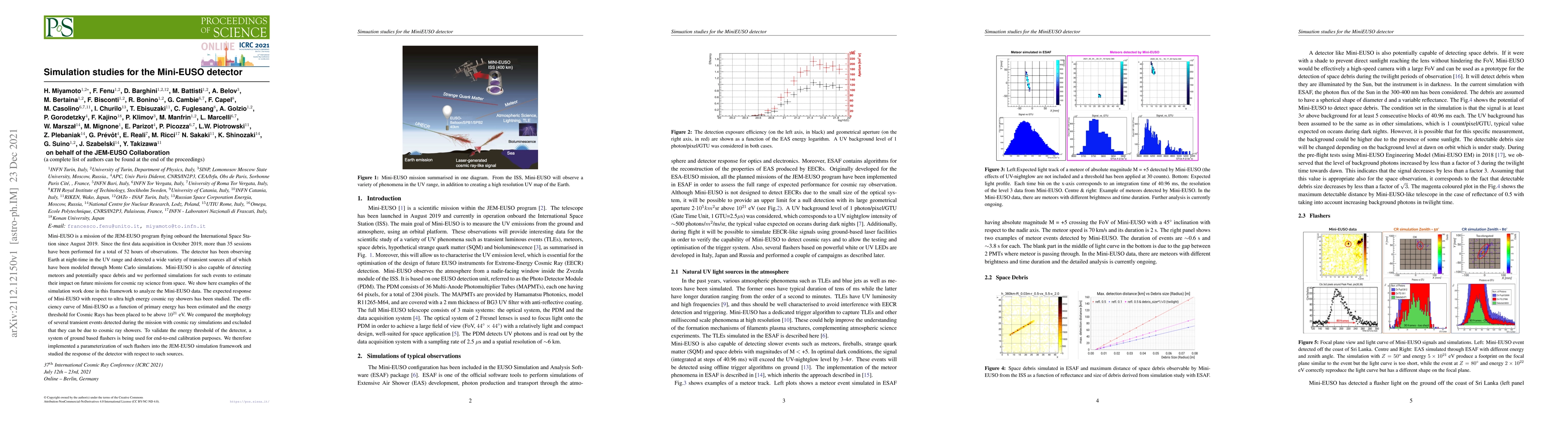 Thumbnail for Simulations studies for the Mini-EUSO detector