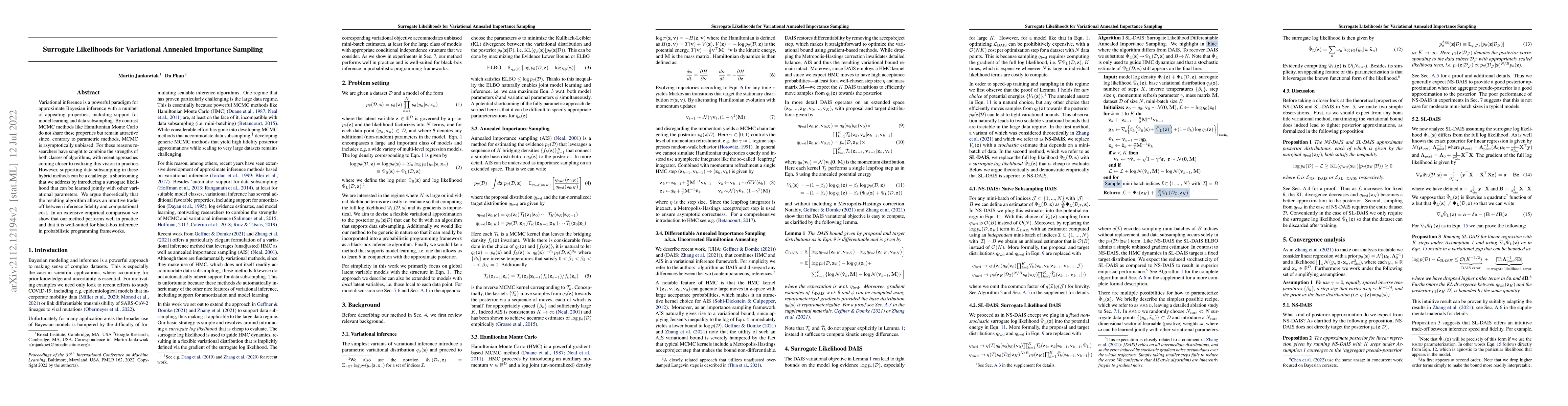 Thumbnail for Surrogate Likelihoods for Variational Annealed Importance Sampling