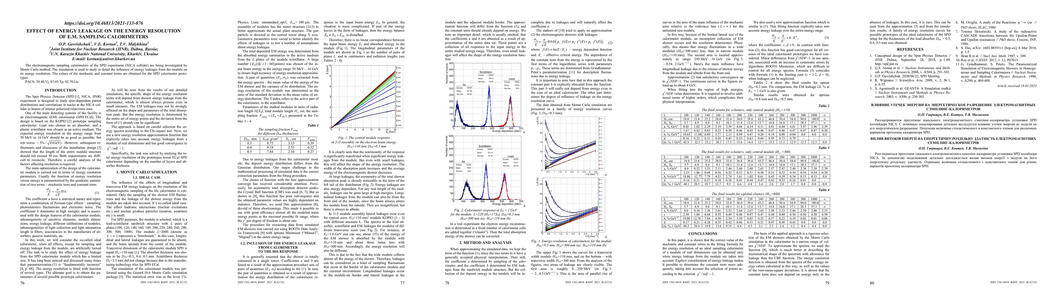 Thumbnail for Effect of energy leakage on the energy resolution of E.M. sampling
  calorimeters
