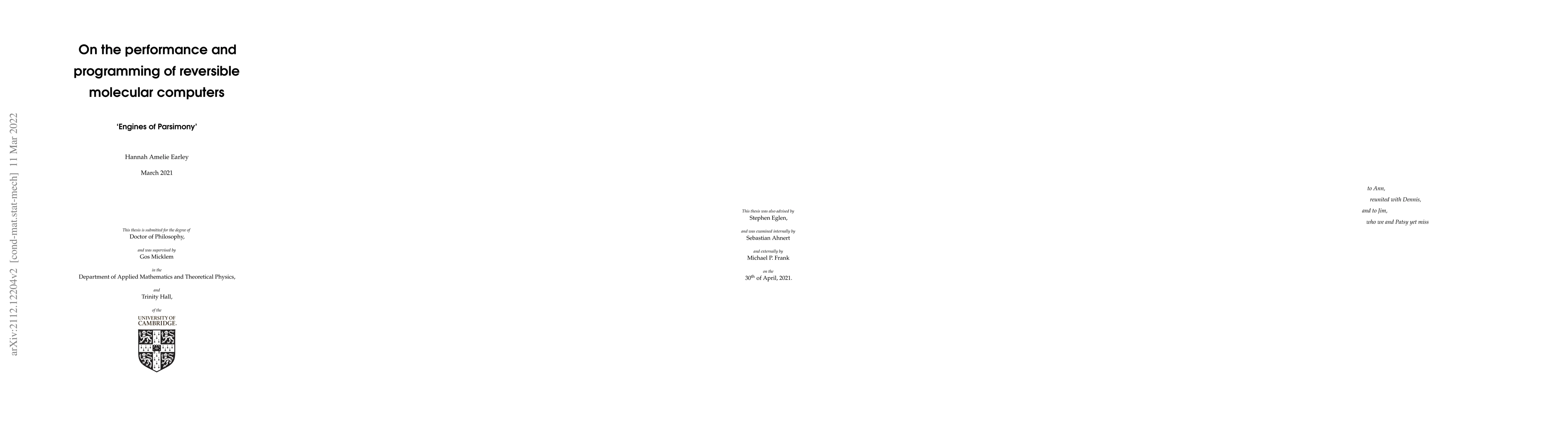Thumbnail for On the performance and programming of reversible molecular computers