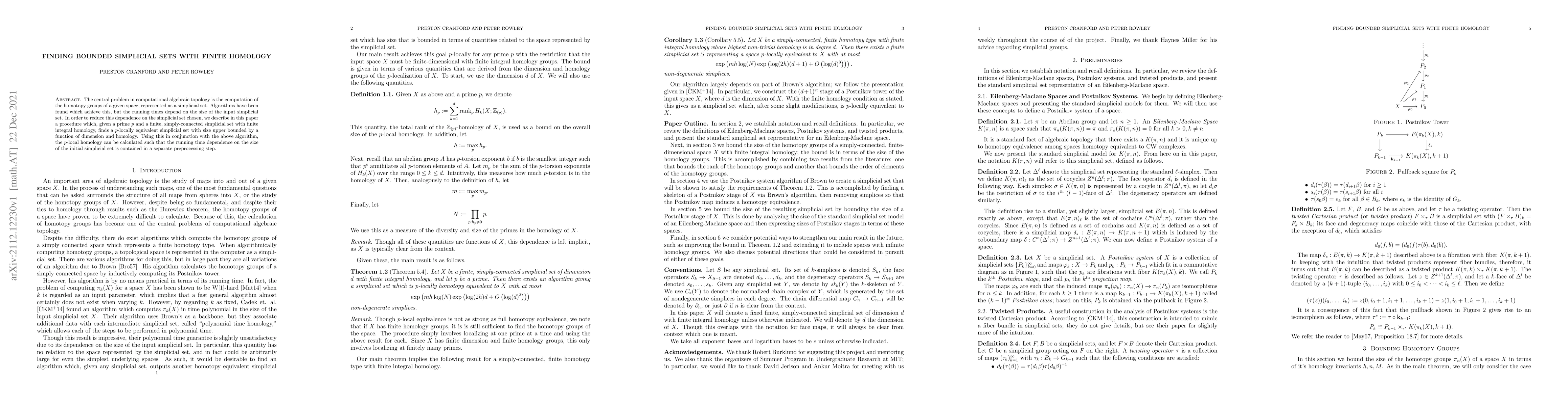 Thumbnail for Finding Bounded Simplicial Sets with Finite Homology