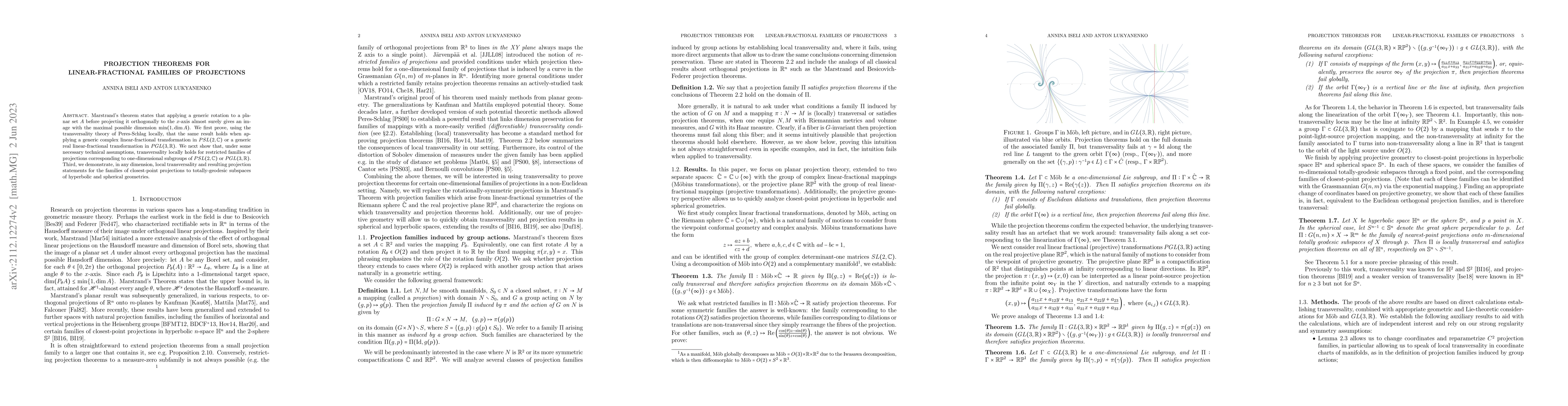 Thumbnail for Projection theorems for linear-fractional families of projections
