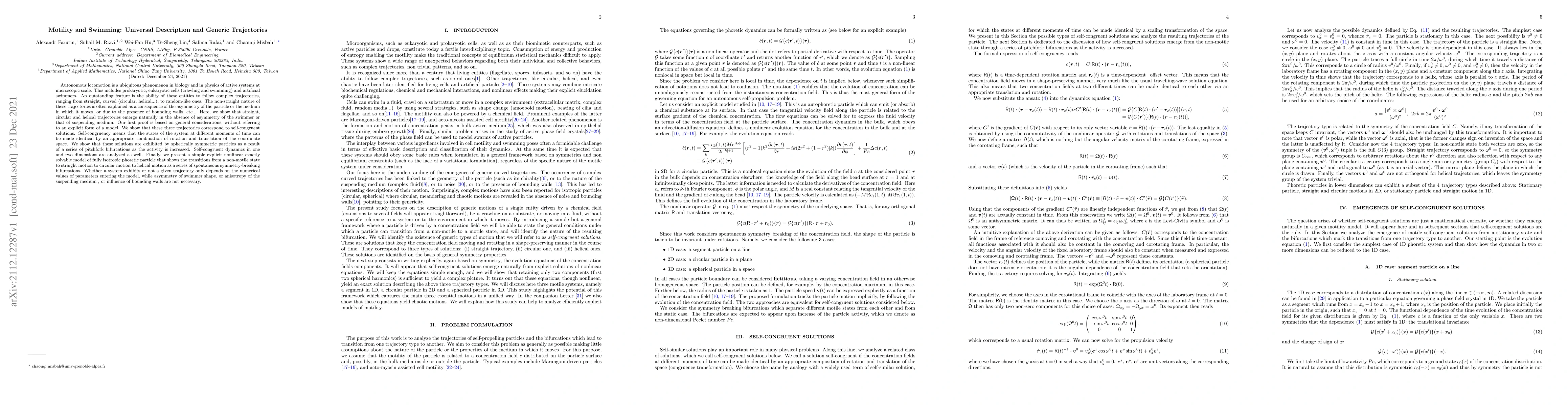 Thumbnail for Motility and Swimming: Universal Description and Generic Trajectories