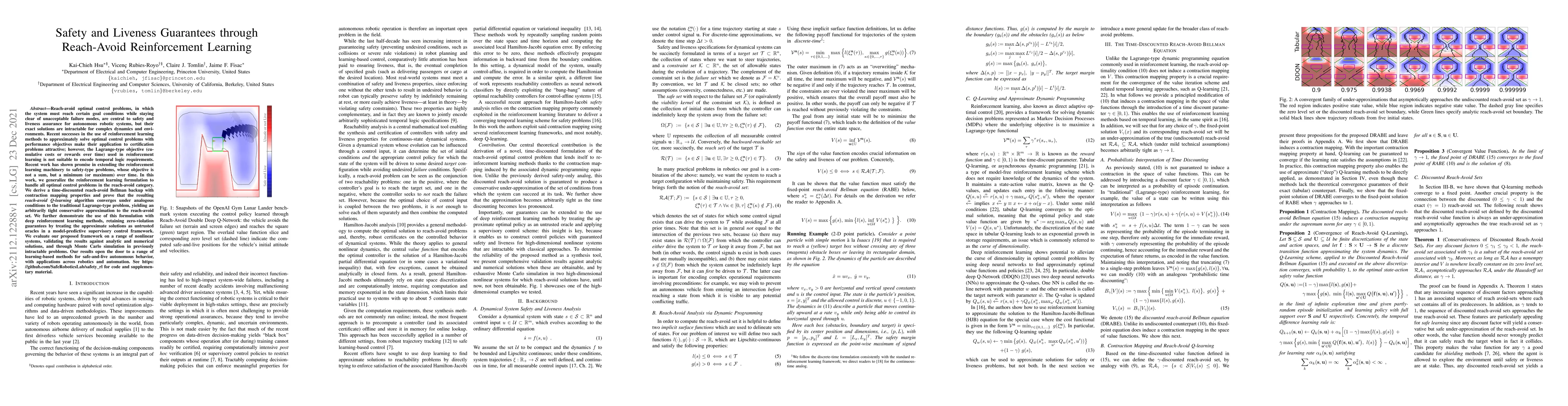 Thumbnail for Safety and Liveness Guarantees through Reach-Avoid Reinforcement
  Learning