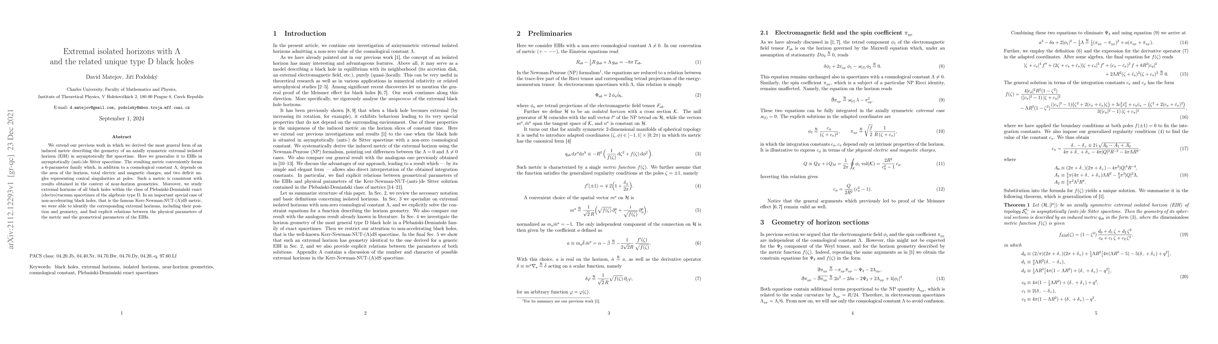 Thumbnail for Extremal isolated horizons with $\Lambda$ and the related unique type D
  black holes