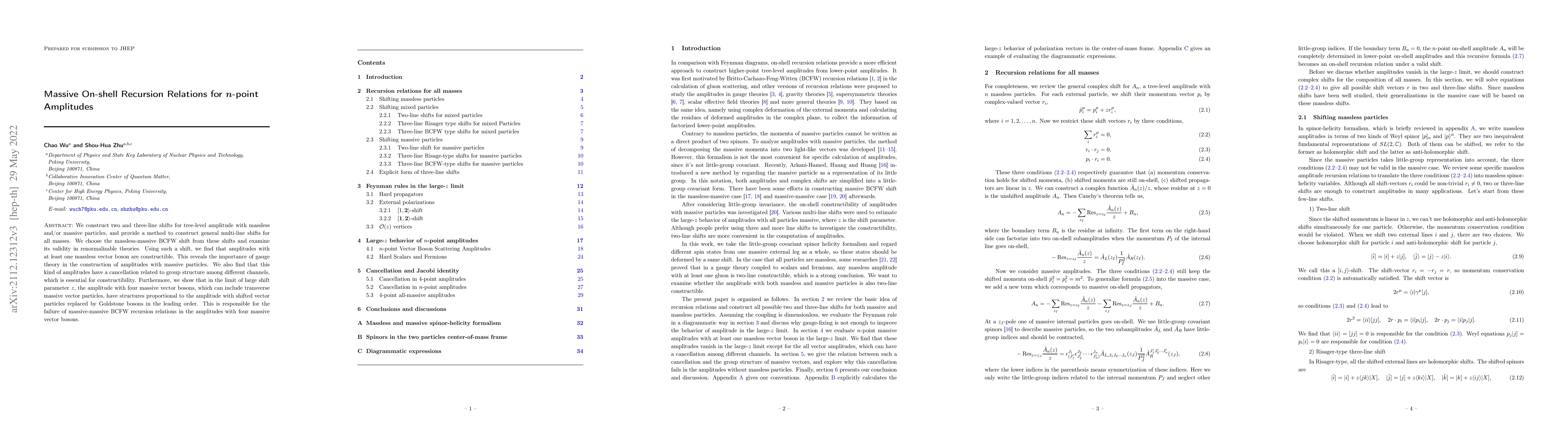 Thumbnail for Massive On-shell Recursion Relations for n-point Amplitudes