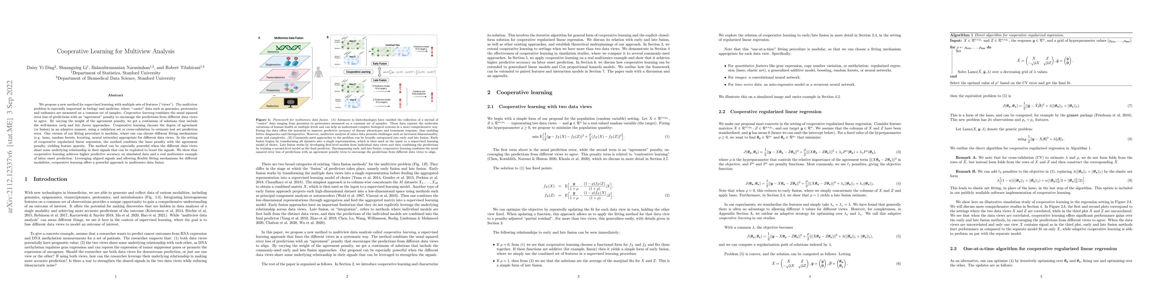 Thumbnail for Cooperative learning for multiview analysis