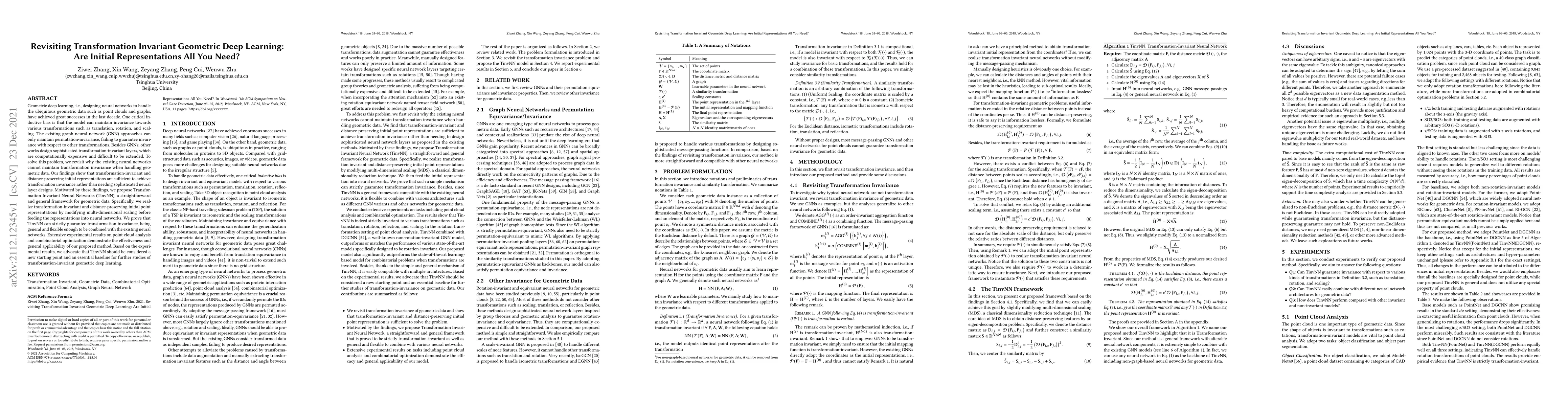 Thumbnail for Revisiting Transformation Invariant Geometric Deep Learning: Are Initial
  Representations All You Need?