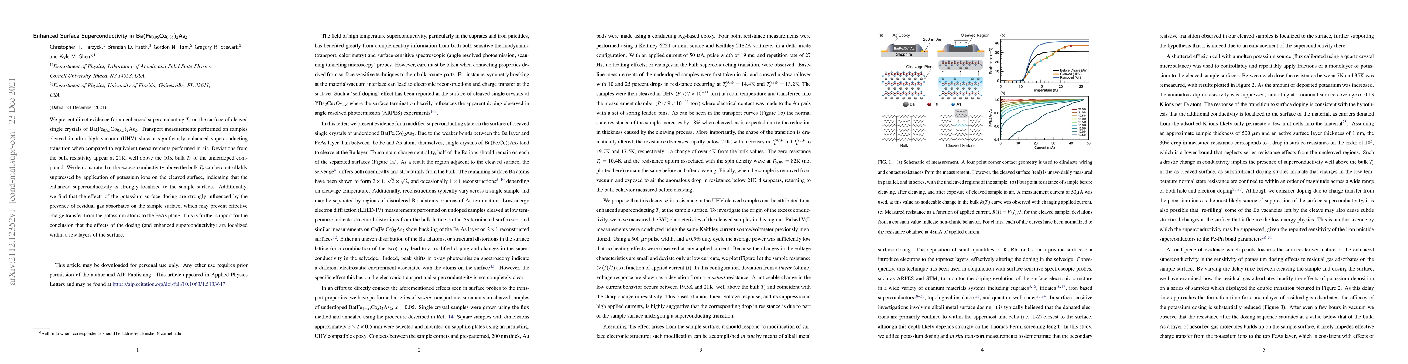 Thumbnail for Enhanced Surface Superconductivity in
  Ba(Fe$_{0.95}$Co$_{0.05}$)$_2$As$_2$