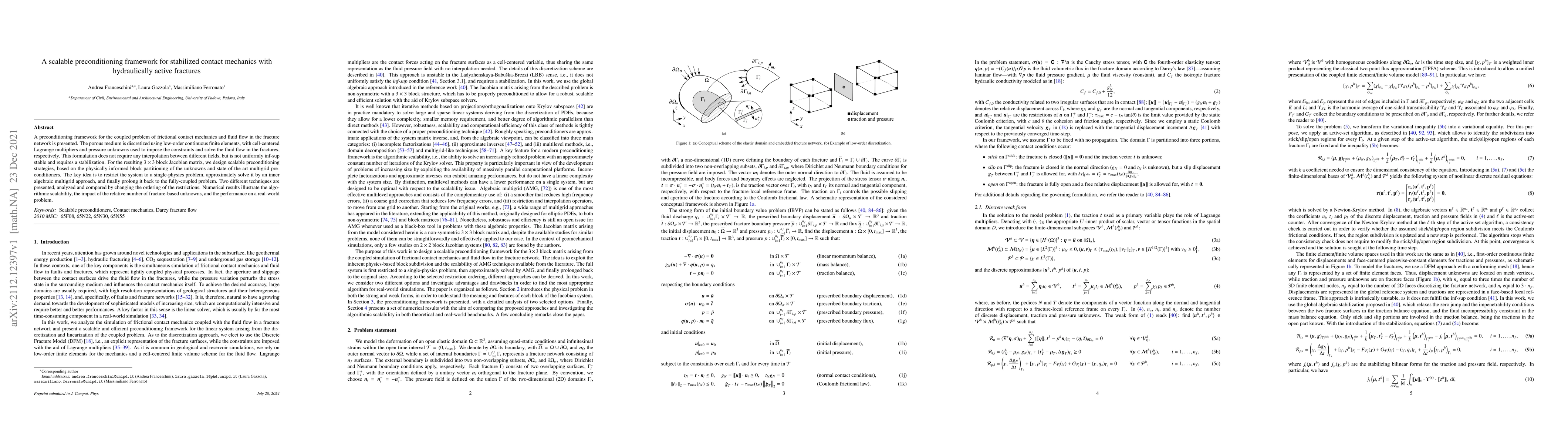 Thumbnail for A scalable preconditioning framework for stabilized contact mechanics
  with hydraulically active fractures