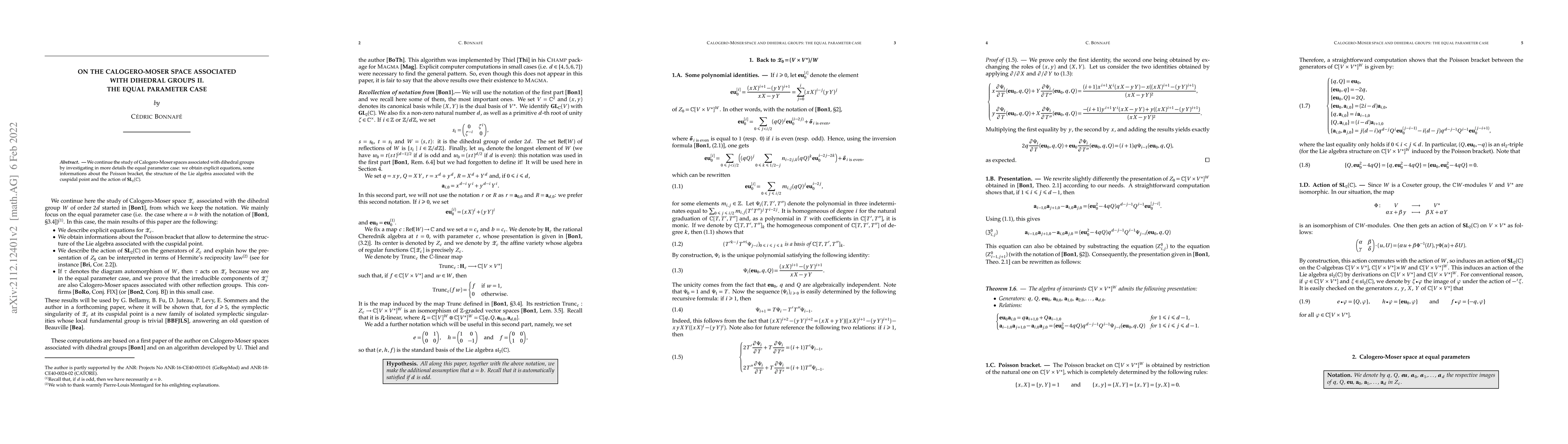 Thumbnail for On the Calogero-Moser space associated with dihedral groups II. The
  equal parameter case