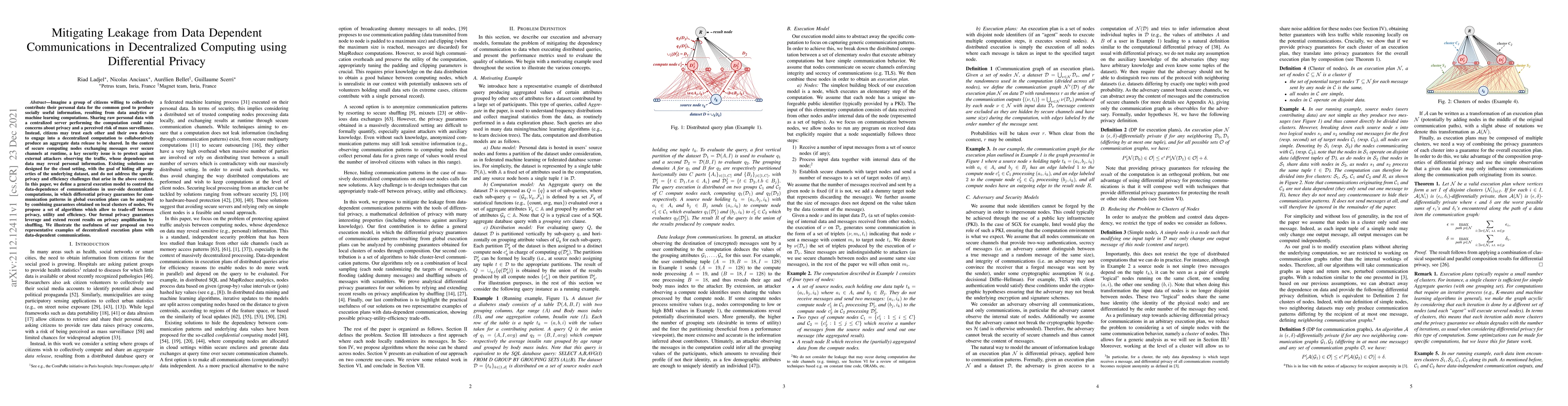 Thumbnail for Mitigating Leakage from Data Dependent Communications in Decentralized
  Computing using Differential Privacy