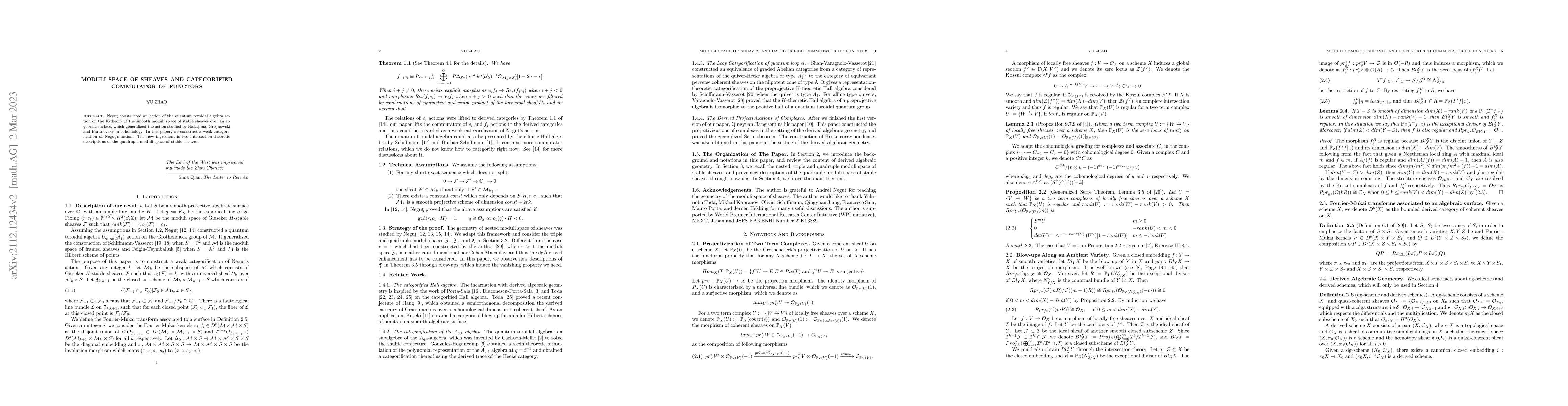 Thumbnail for Moduli Space of Sheaves and Categorified Commutator of Functors