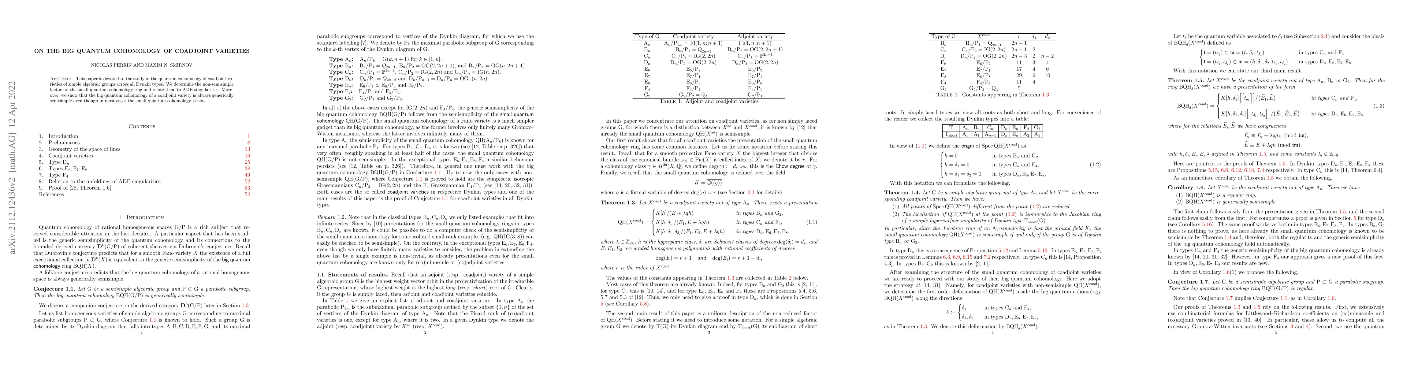 Thumbnail for On the big quantum cohomology of coadjoint varieties