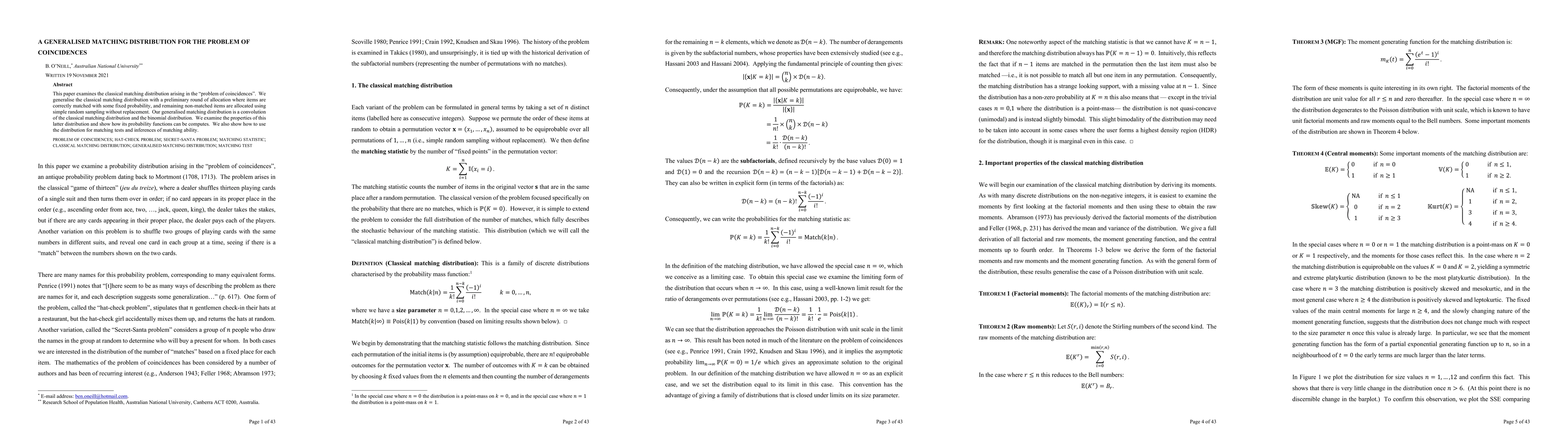 Thumbnail for A generalised matching distribution for the problem of coincidences