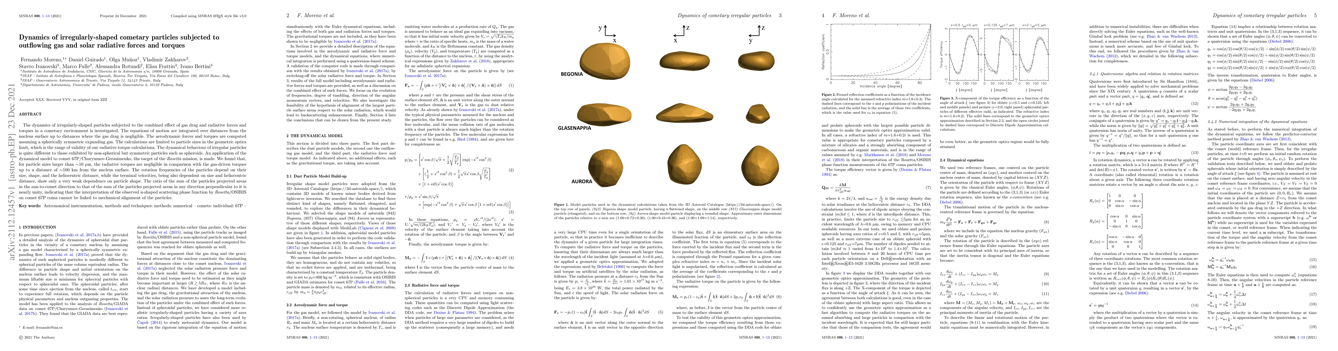 Thumbnail for Dynamics of irregularly-shaped cometary particles subjected to
  outflowing gas and solar radiative forces and torques
