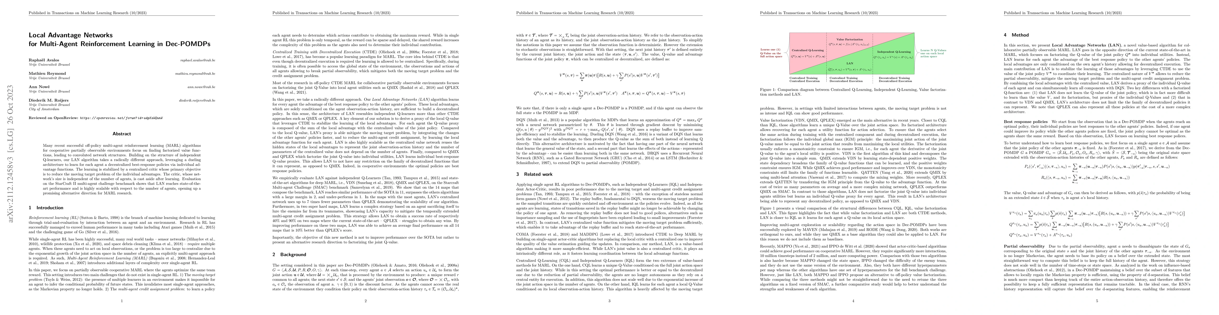 Thumbnail for Local Advantage Networks for Cooperative Multi-Agent Reinforcement
  Learning