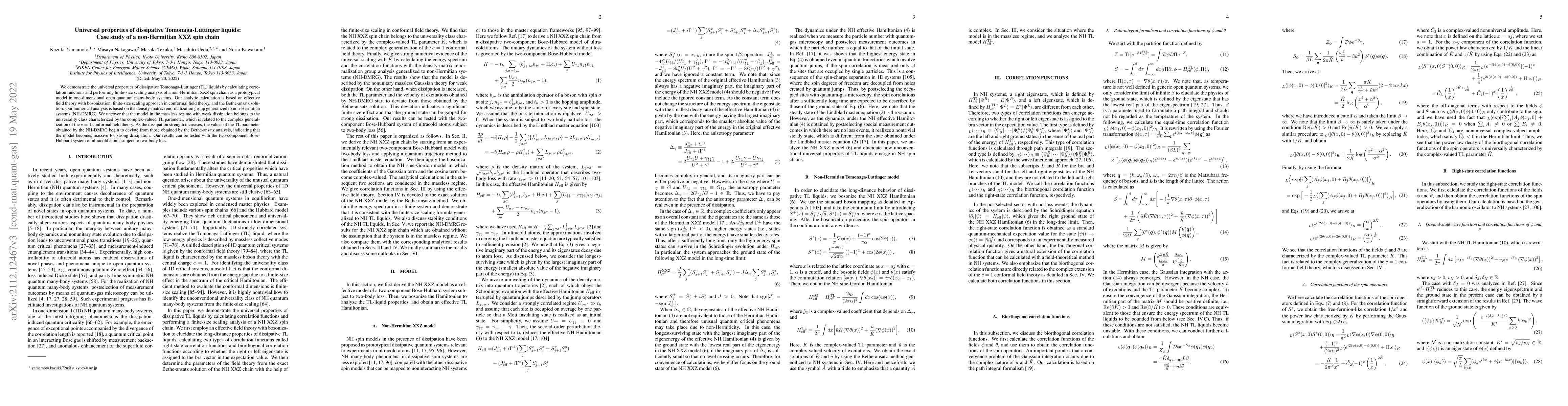 Thumbnail for Universal properties of dissipative Tomonaga-Luttinger liquids: Case
  study of a non-Hermitian XXZ spin chain