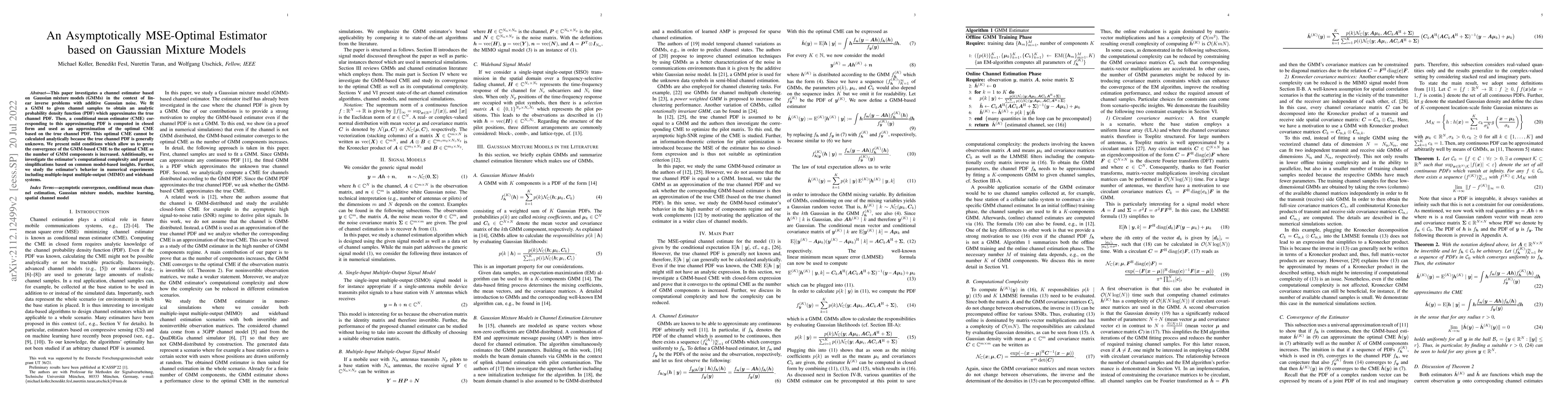 Thumbnail for An Asymptotically MSE-Optimal Estimator based on Gaussian Mixture Models