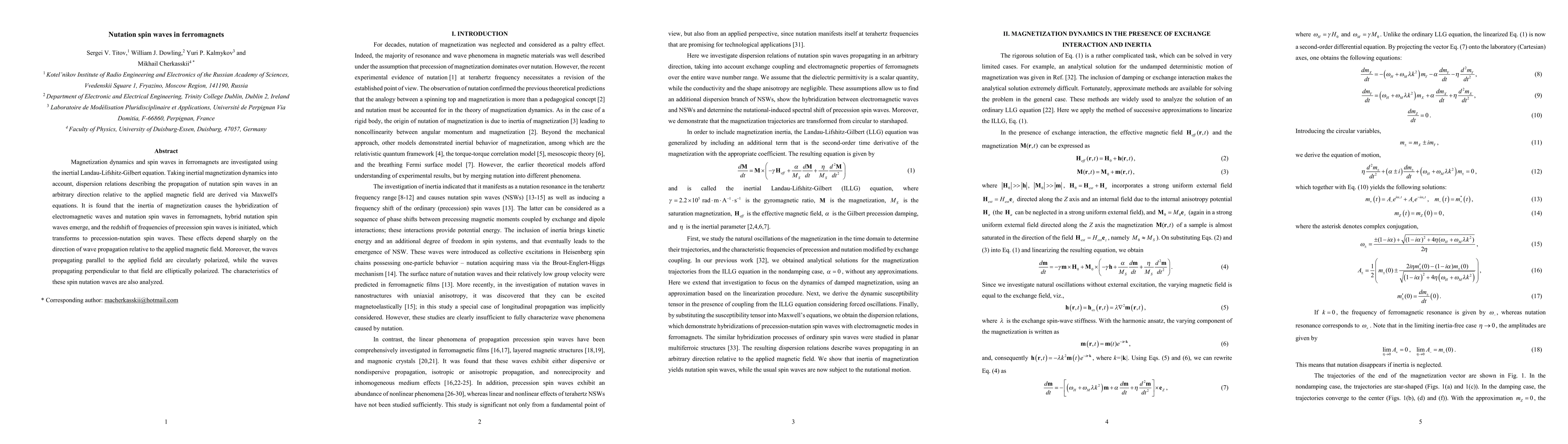 Thumbnail for Nutation spin waves in ferromagnets