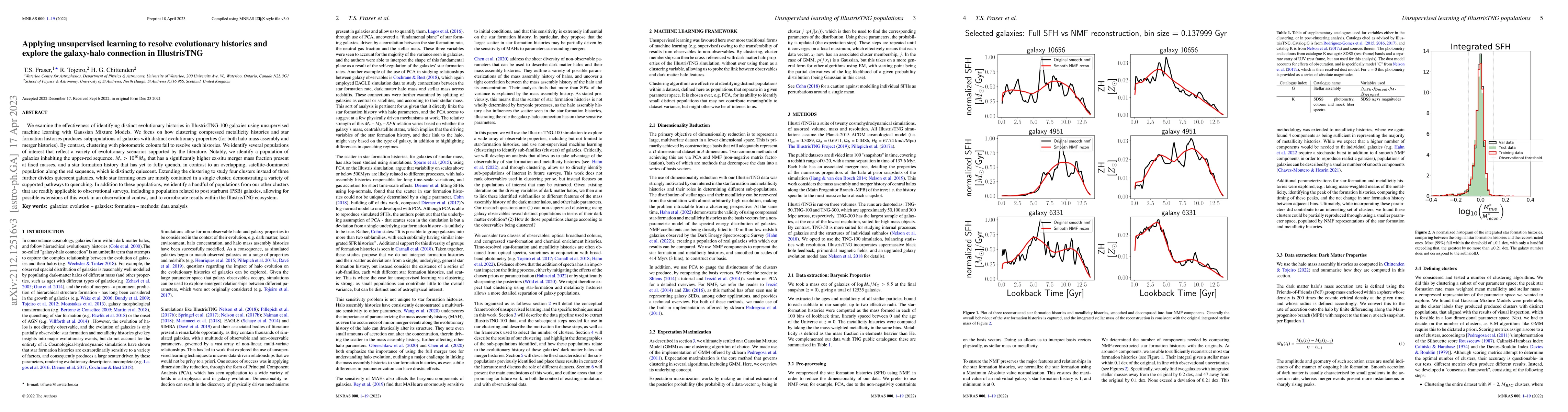 Thumbnail for Applying unsupervised learning to resolve evolutionary histories and
  explore the galaxy-halo connection in IllustrisTNG