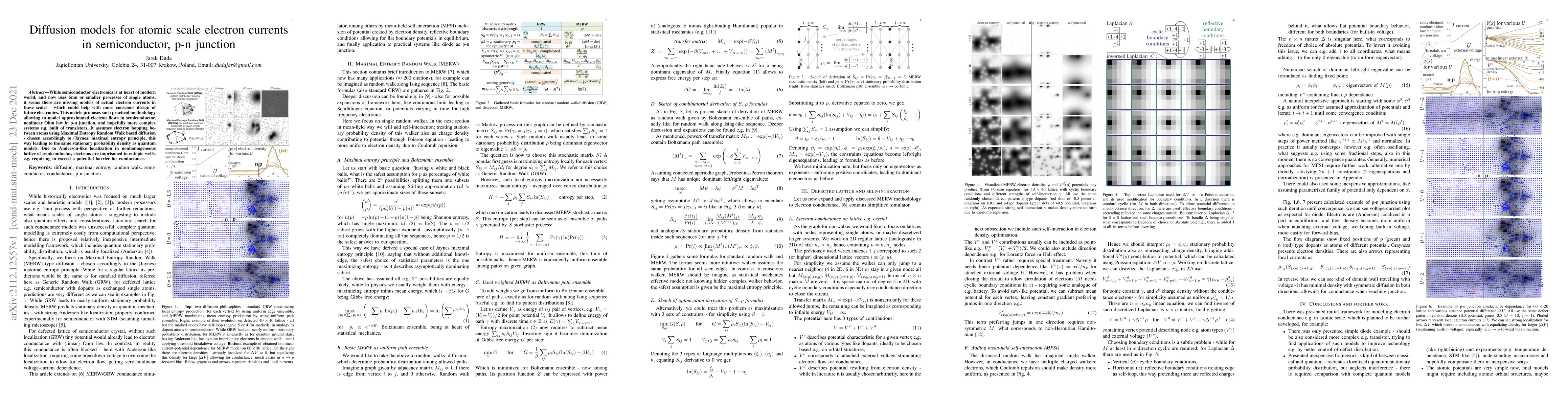 Thumbnail for Diffusion models for atomic scale electron currents in semiconductor,
  p-n junction