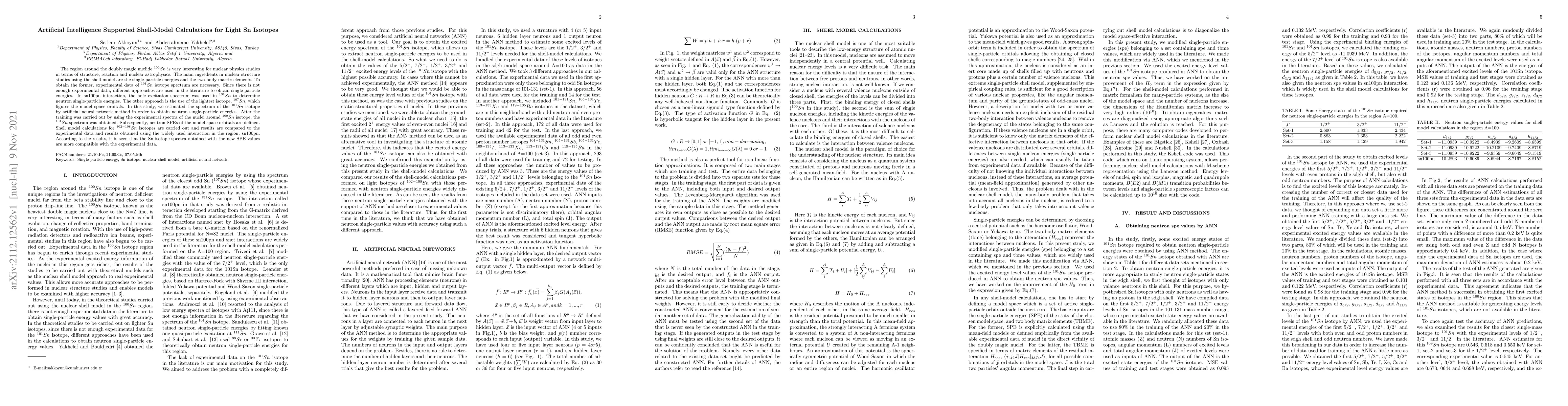 Thumbnail for Artificial Intelligence Supported Shell-Model Calculations for Light Sn
  Isotopes