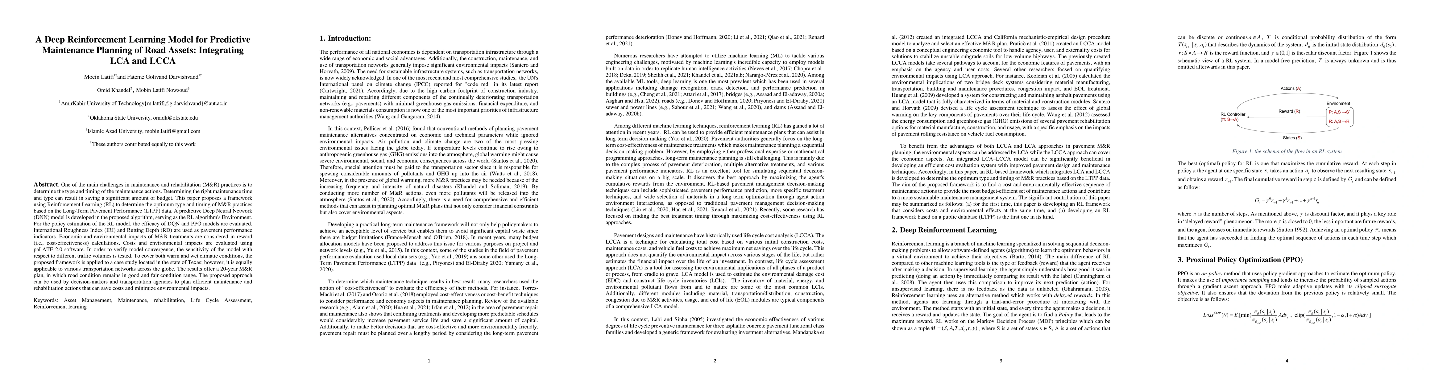 Thumbnail for A deep reinforcement learning model for predictive maintenance planning
  of road assets: Integrating LCA and LCCA