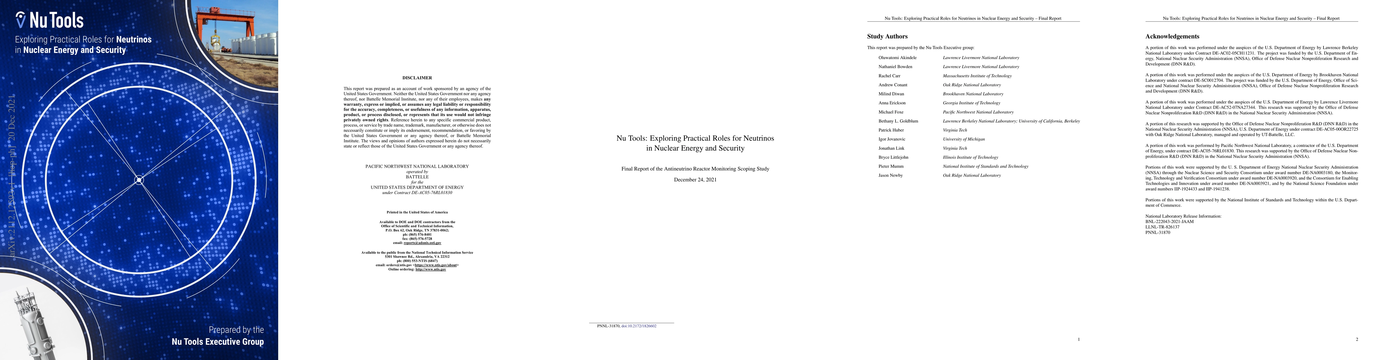 Thumbnail for Nu Tools: Exploring Practical Roles for Neutrinos in Nuclear Energy and
  Security
