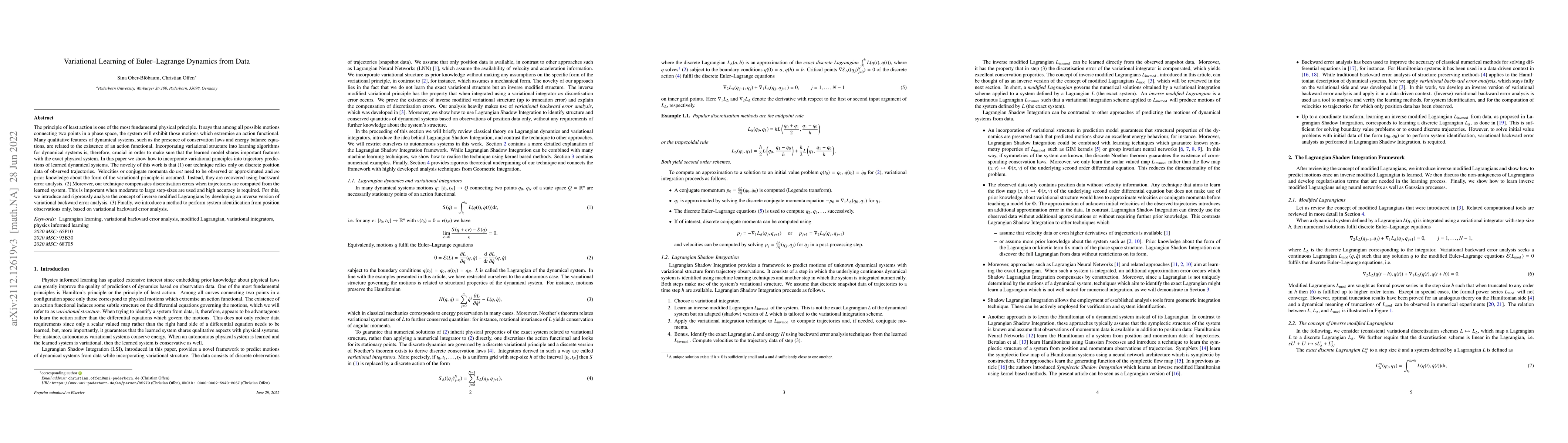 Thumbnail for Variational Learning of Euler-Lagrange Dynamics from Data