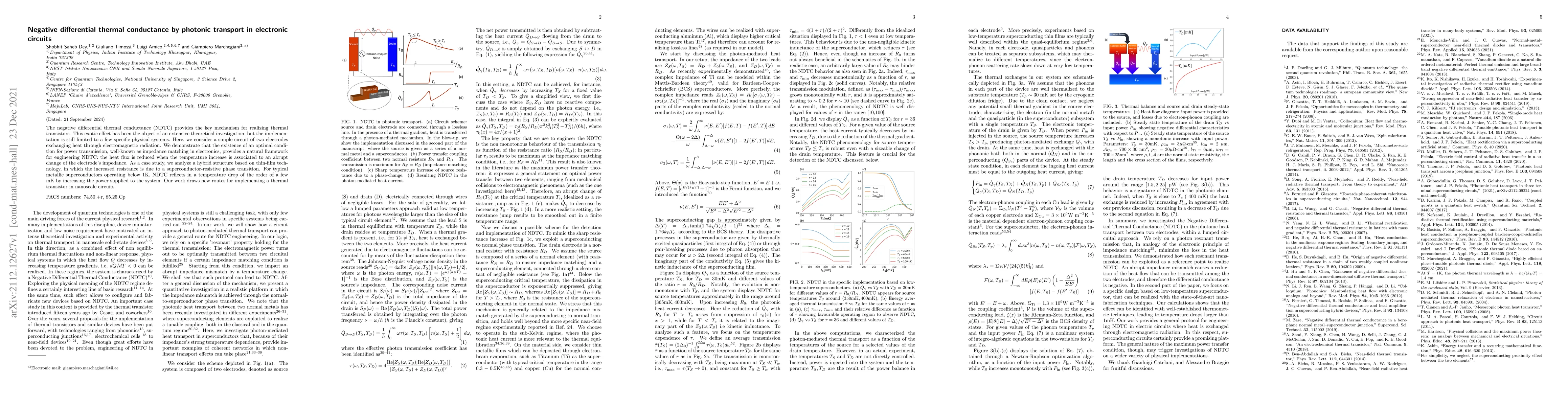 Thumbnail for Negative differential thermal conductance by photonic transport in
  electronic circuits