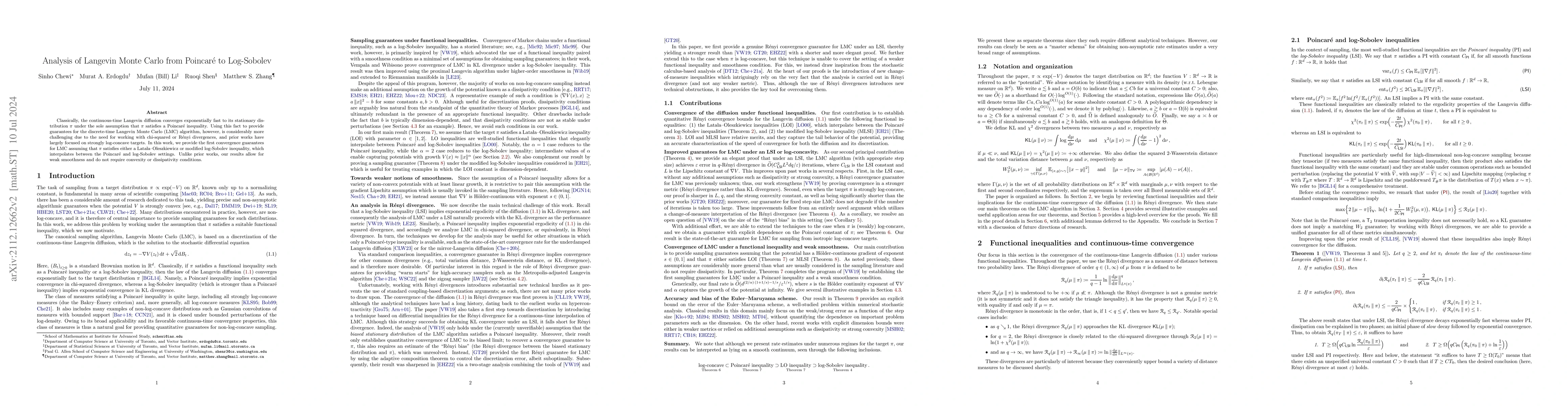 Thumbnail for Analysis of Langevin Monte Carlo from Poincaré to Log-Sobolev