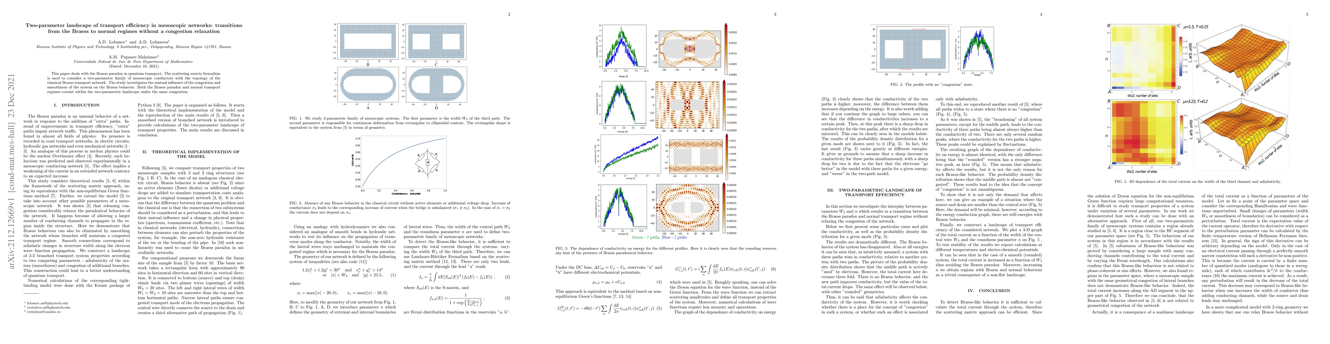 Thumbnail for Two-parameter landscape of transport efficiency in mesoscopic networks:
  transitions from the Braess to normal regimes without a congestion relaxation