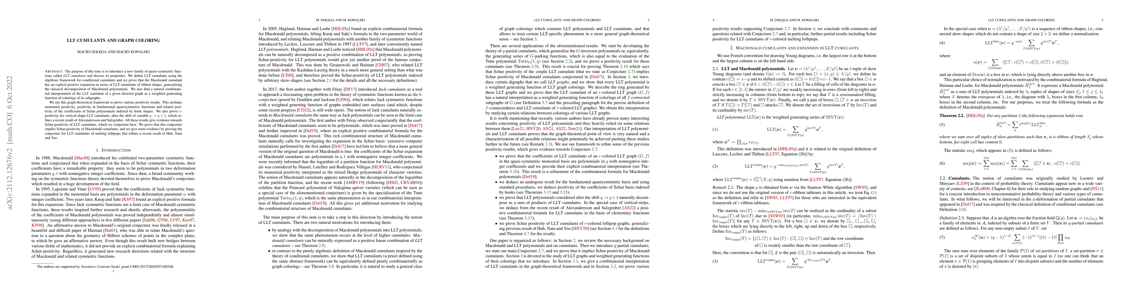 Thumbnail for LLT cumulants and graph coloring