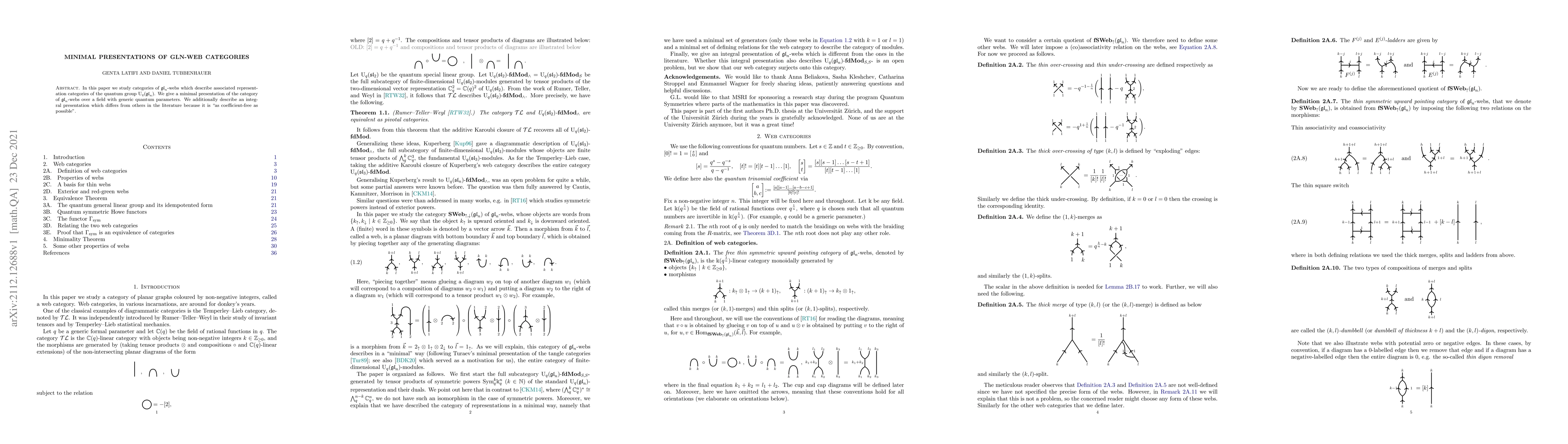 Thumbnail for Minimal presentations of gln-web categories