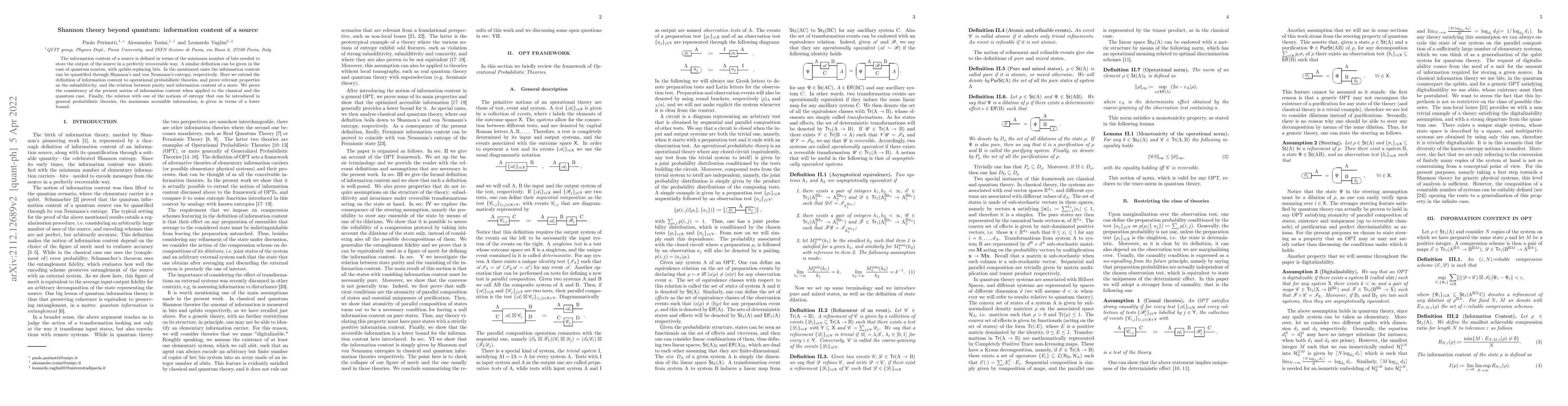 Thumbnail for Shannon theory beyond quantum: information content of a source