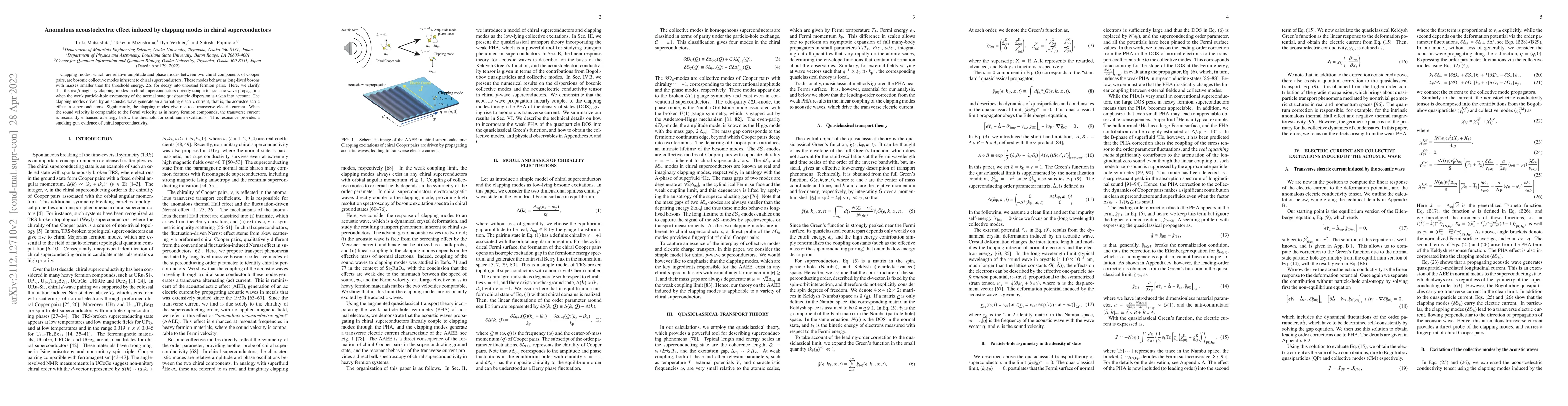 Thumbnail for Anomalous acoustoelectric effect induced by clapping modes in chiral
  superconductors