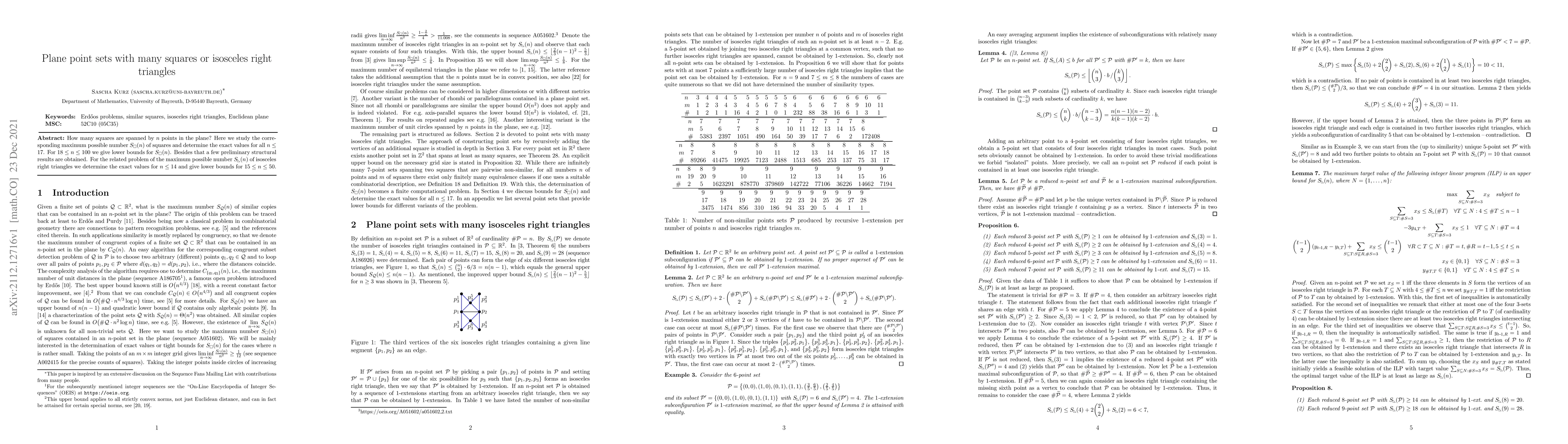 Thumbnail for Plane point sets with many squares or isosceles right triangles