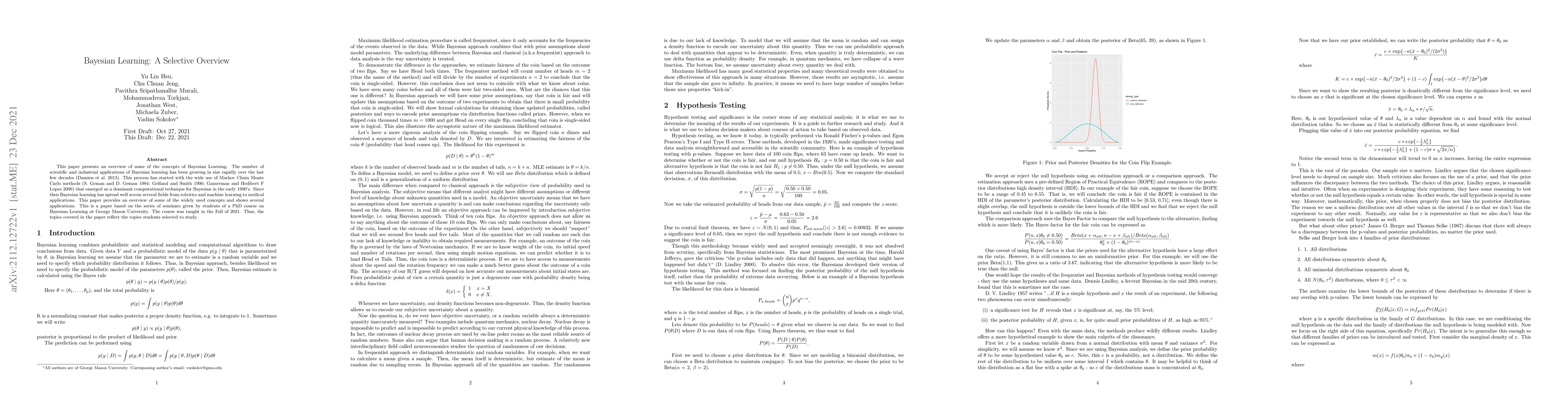 Thumbnail for Bayesian Learning: A Selective Overview