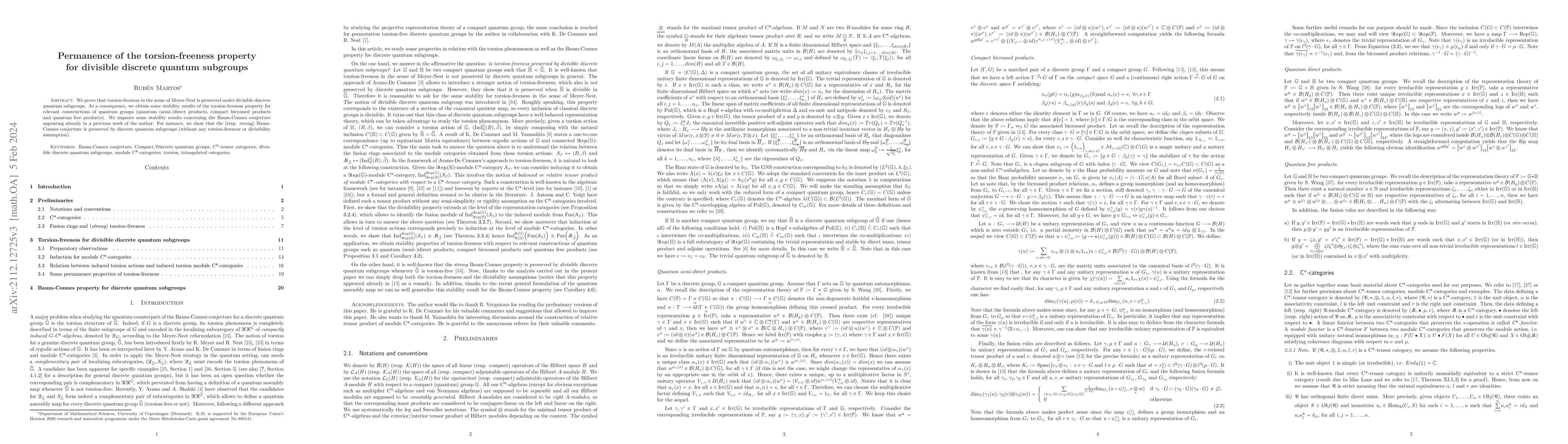 Thumbnail for Permanence of the torsion-freeness property for divisible discrete
  quantum subgroups