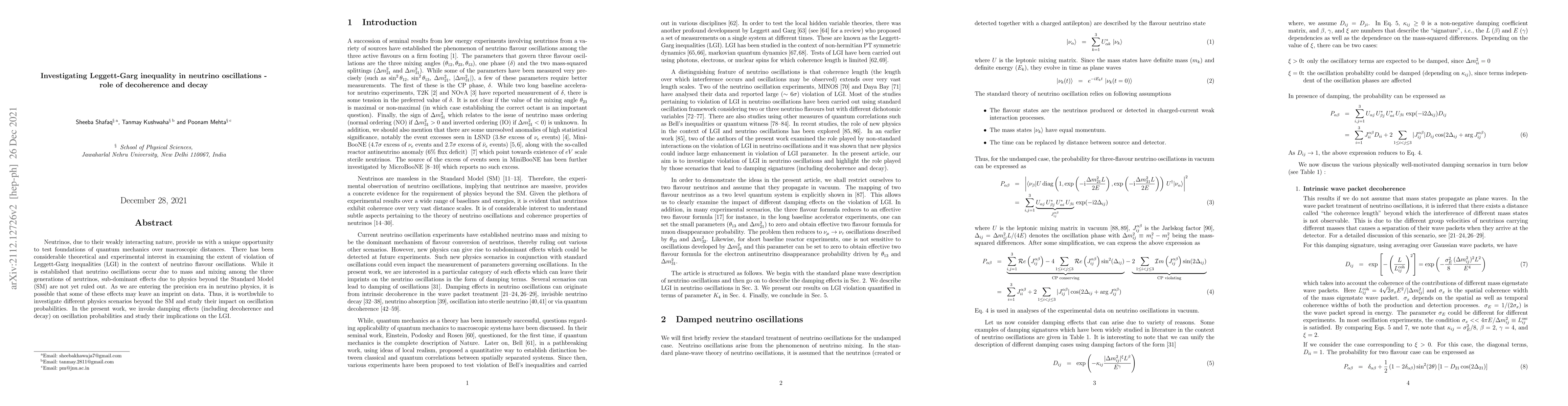 Thumbnail for Investigating Leggett-Garg inequality in neutrino oscillations -- role
  of decoherence and decay