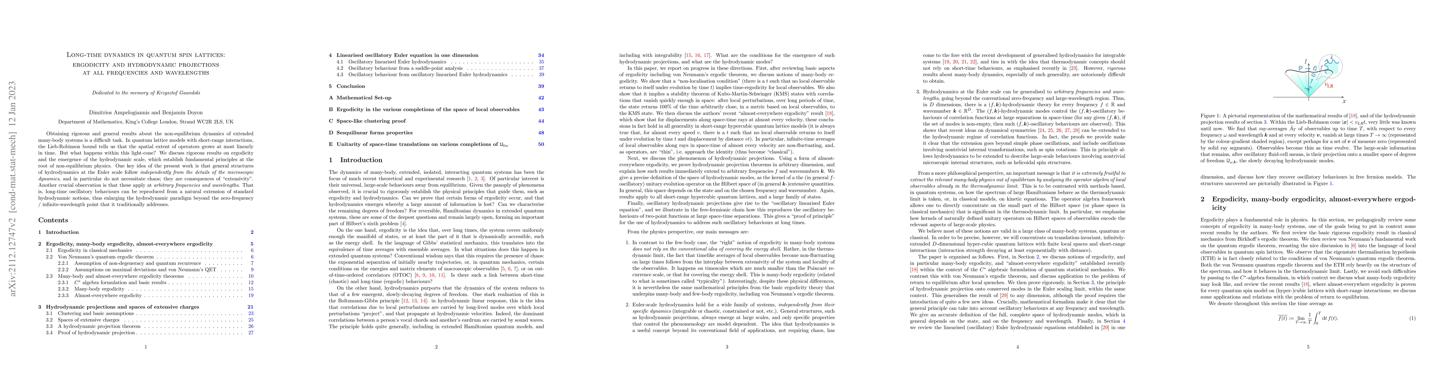 Thumbnail for Long-time dynamics in quantum spin lattices: ergodicity and hydrodynamic
  projections at all frequencies and wavelengths