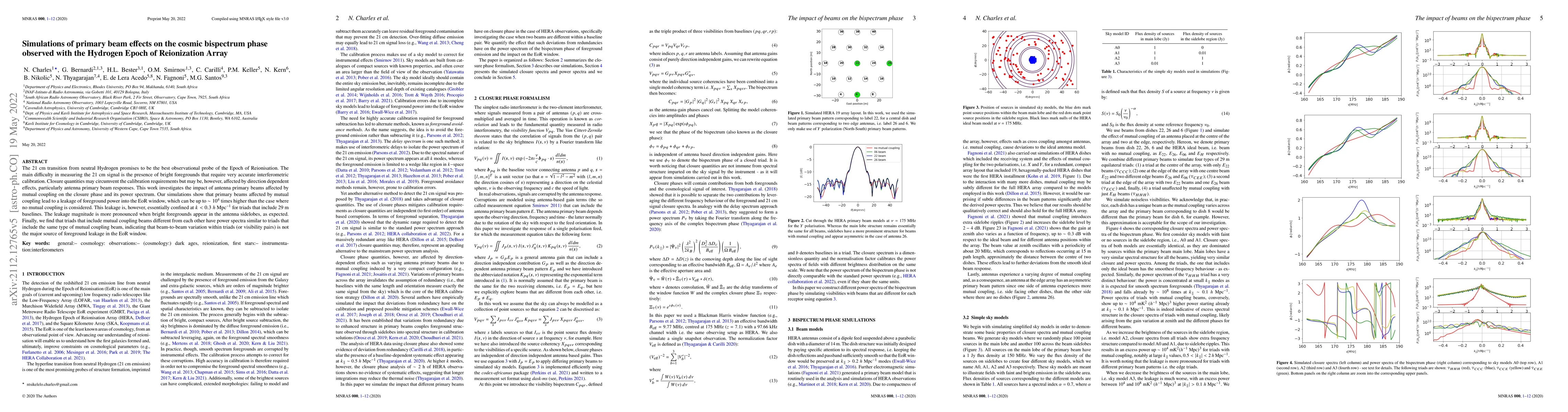 Thumbnail for Simulations of primary beam effects on the cosmic bispectrum phase
  observed with the Hydrogen Epoch of Reionization Array