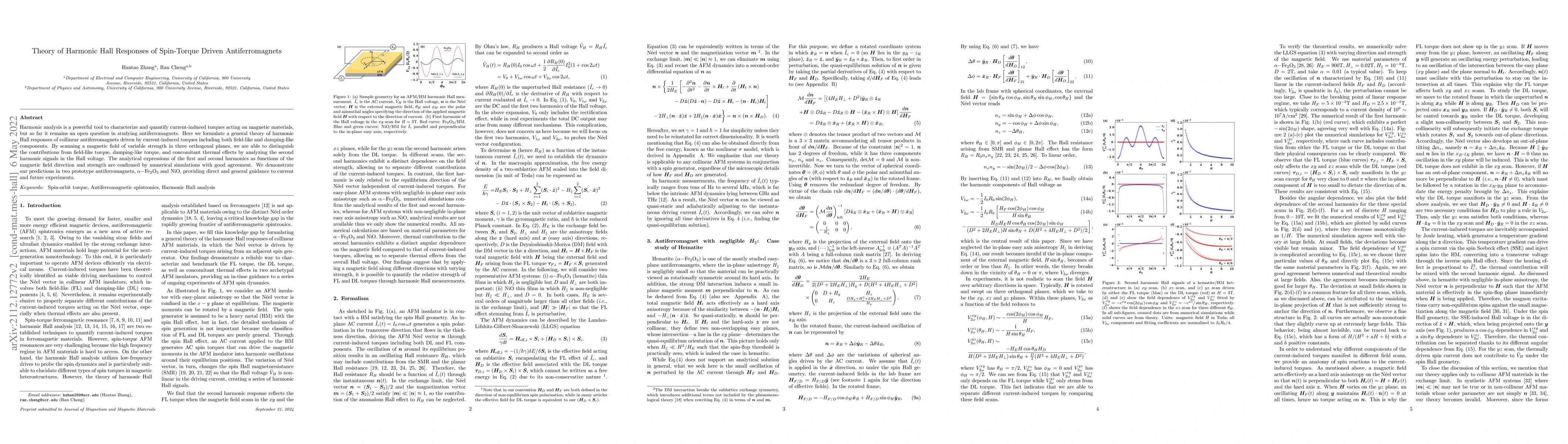 Thumbnail for Theory of Harmonic Hall Responses of Spin-Torque Driven Antiferromagnets